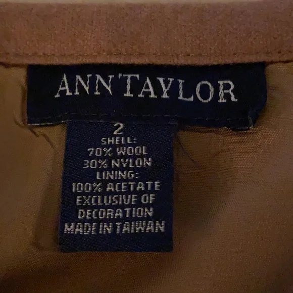 ANN TAYLOR CAMEL/BROWN/BLUE CLASSIC SKIRT w/FLORAL EMBROIDERY SIZE 2 LIKE NEW!